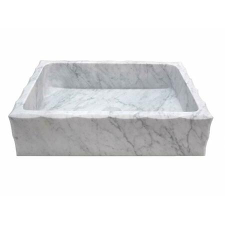 EDEN BATH Antique Rectangular Carrara Marble Vessel Sink Honed EB_S037CW-H